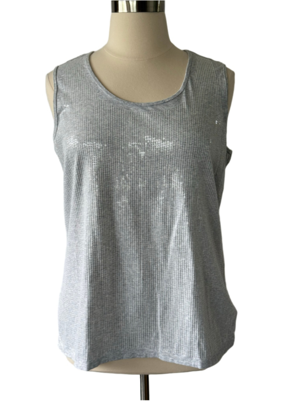 Chico’s Zenergy Silver Sequin Ribbed Tank Top sz 18-20 (Chico’s sz 4)